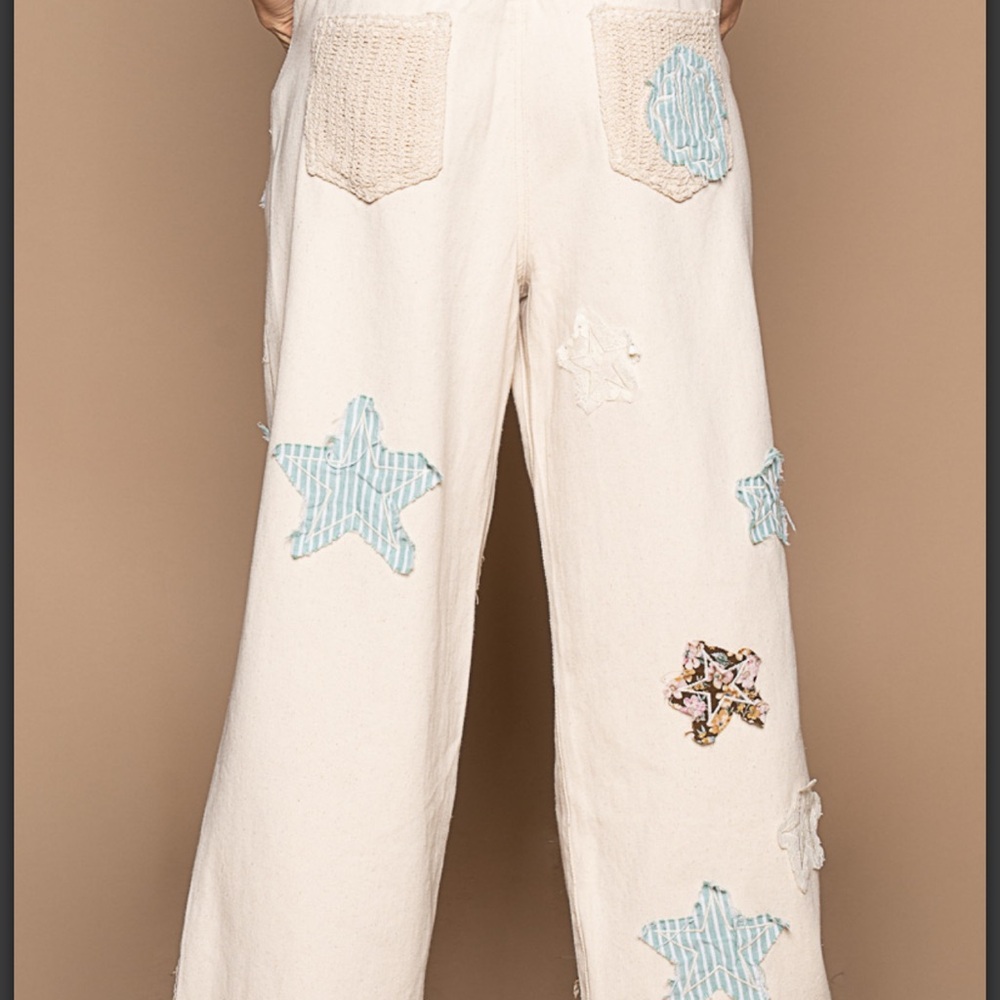 POL Blush Pink Wide-Leg Star Appliqué Pants - Picture 6 of 8